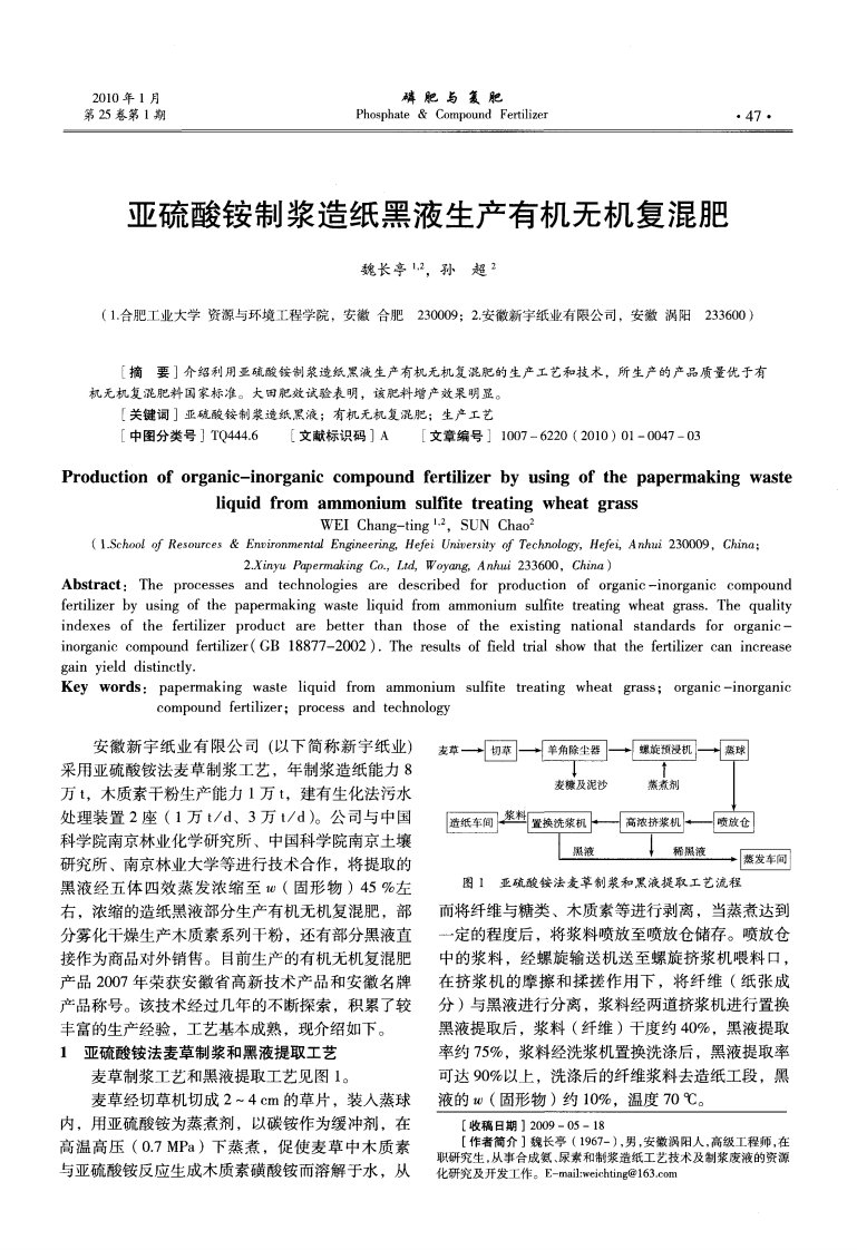 亚硫酸铵制浆造纸黑液生产有机无机复混肥.pdf