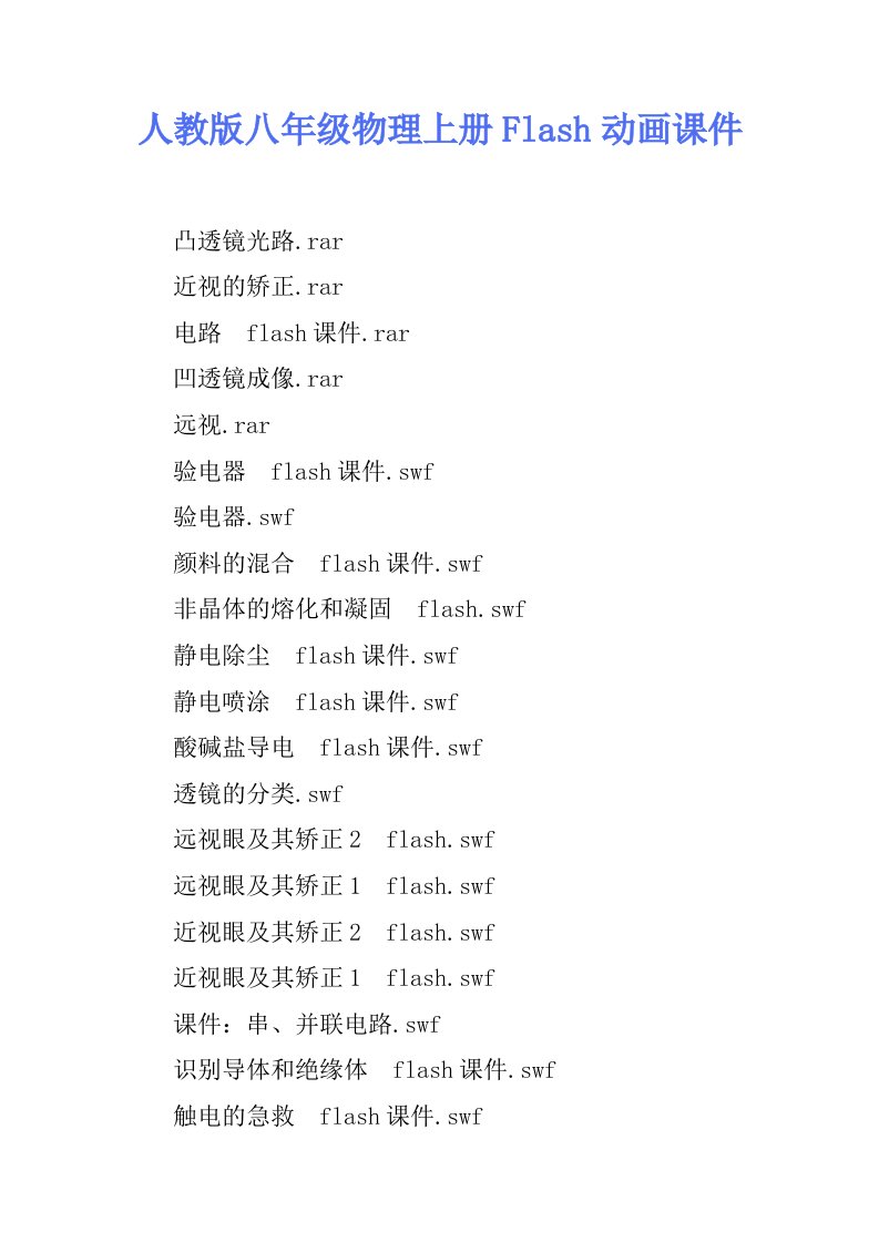 人教版八年级物理上册Flash动画课件