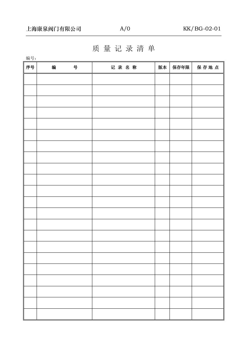 某阀门有限公司质量管理表格汇总(doc24)-质量制度表格