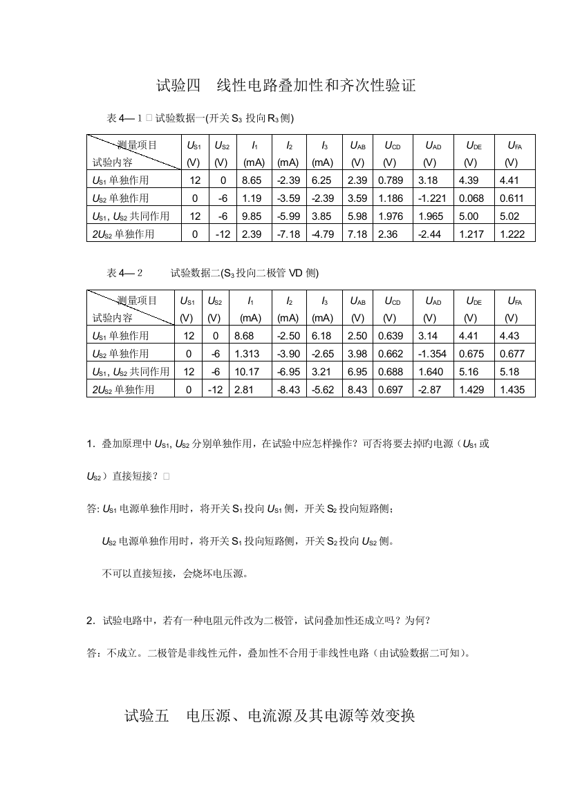 2023年电工实验报告答案厦门大学