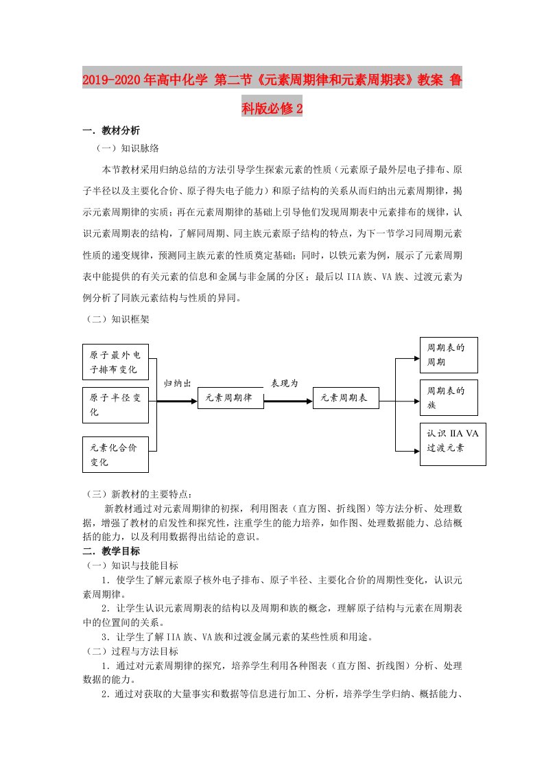 2019-2020年高中化学