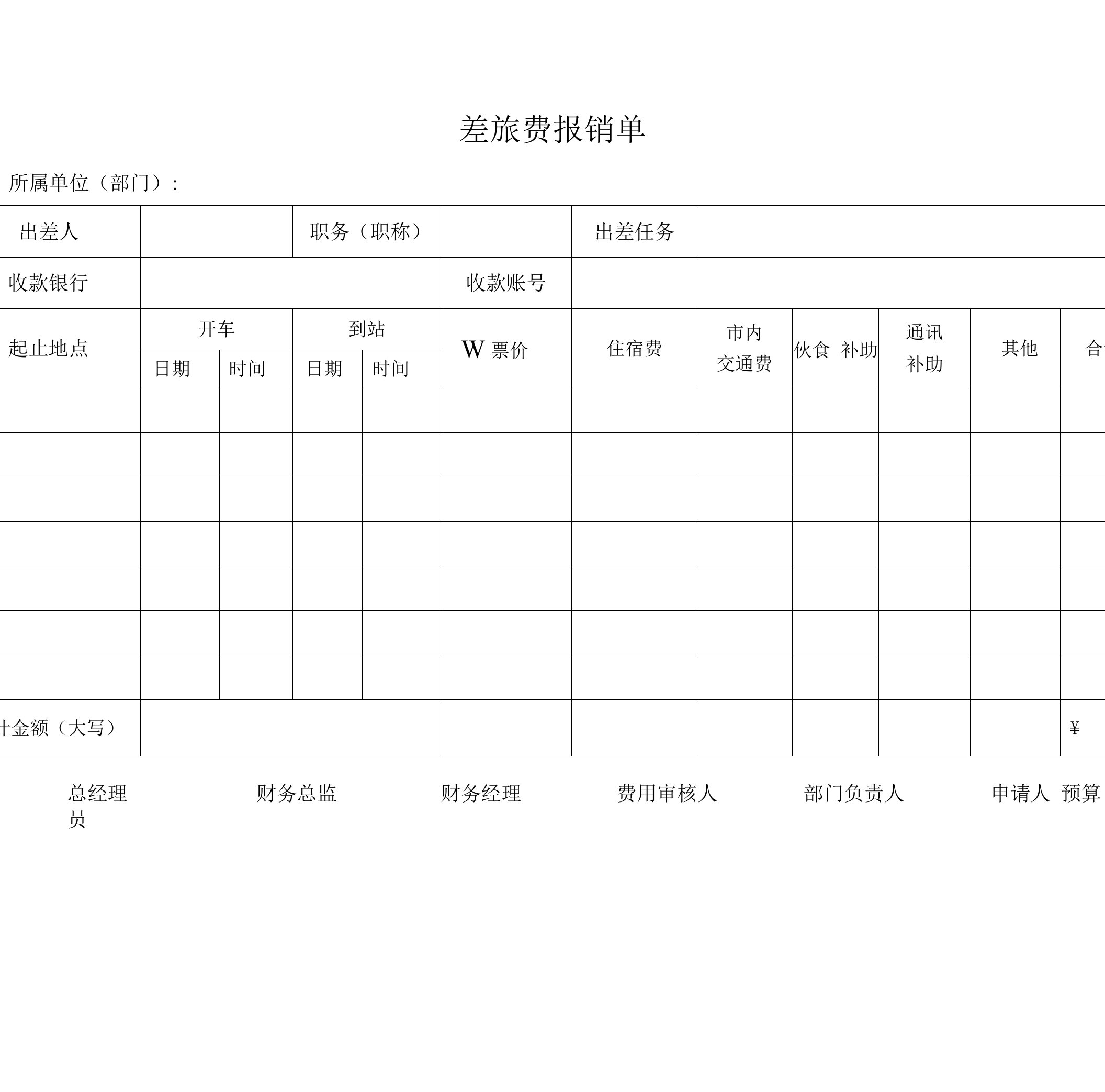 差旅费报销单