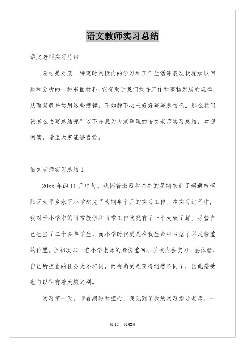 语文教师实习总结精选