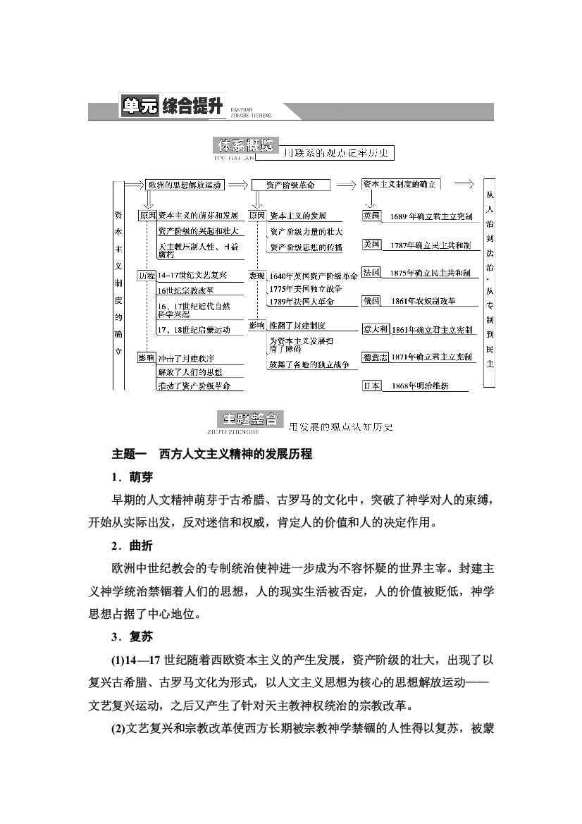 2021-2022同步新教材历史部编版中外历史纲要下学案：第4单元