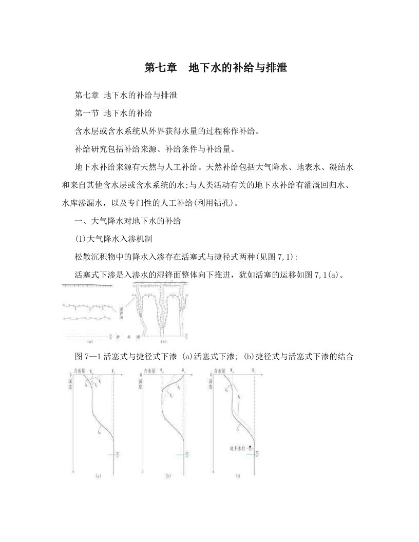 第七章　地下水的补给与排泄