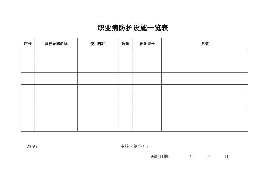 企业管理-10职业病防护设施一览表