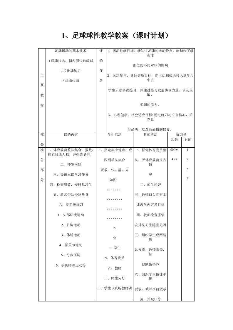 足球校本课程教案