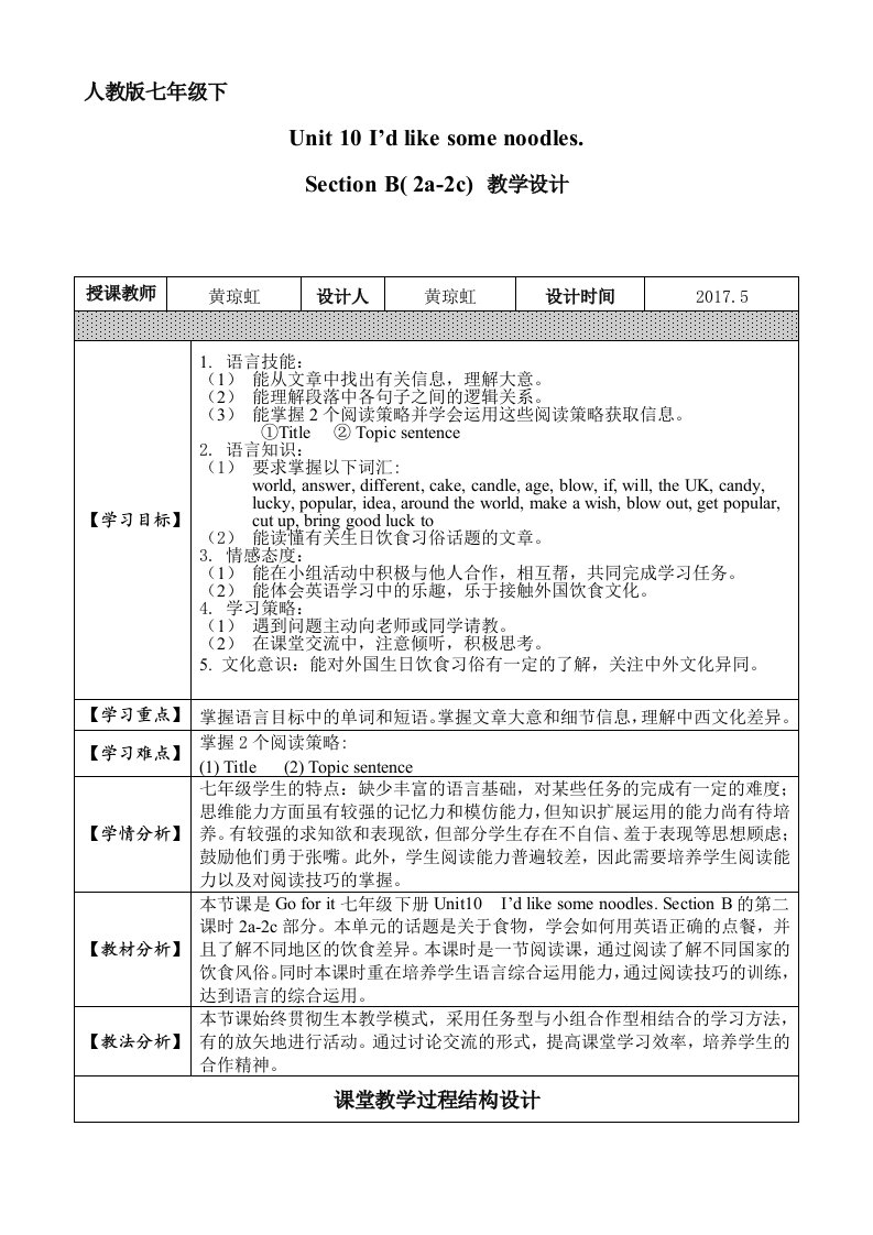 英语人教版七年级下册Unit