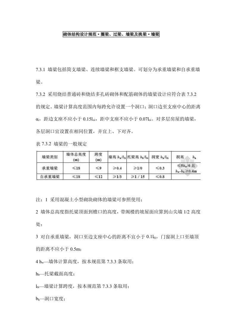 圈梁、过梁、墙梁及挑梁、墙梁砌体结构设计规范