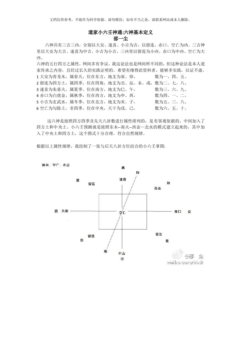 2020年邵一尘《道传小六壬》资料