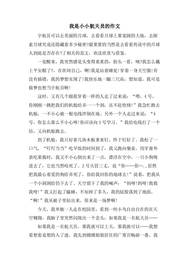 我是小小航天员的作文