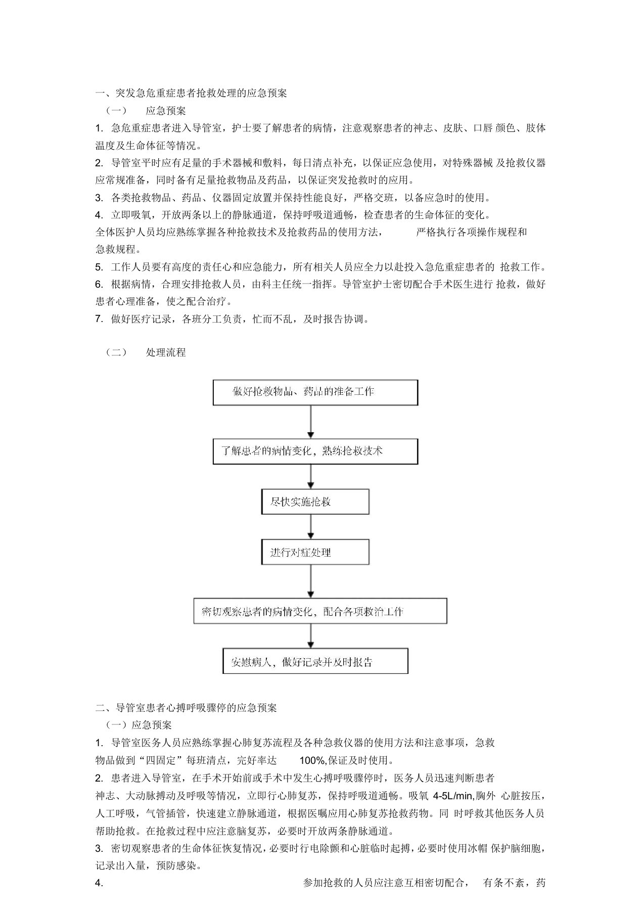 介入导管室的应急预案