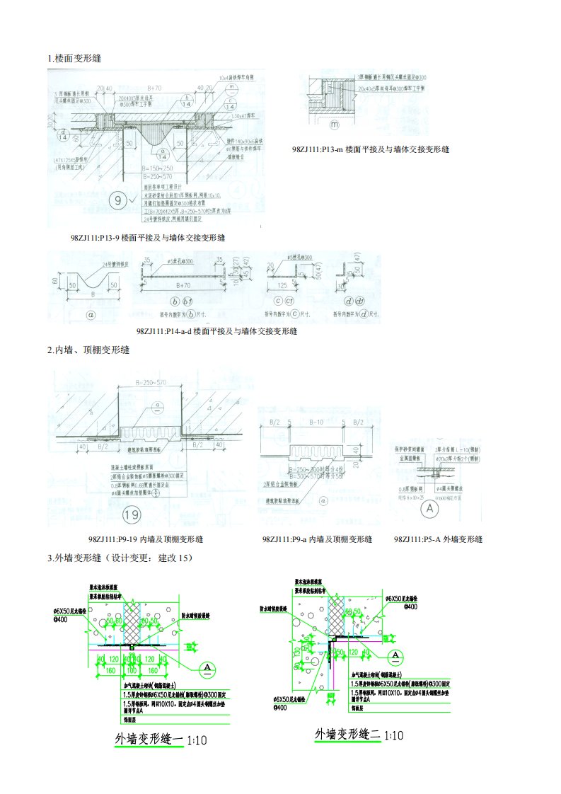 变形缝做法图汇总