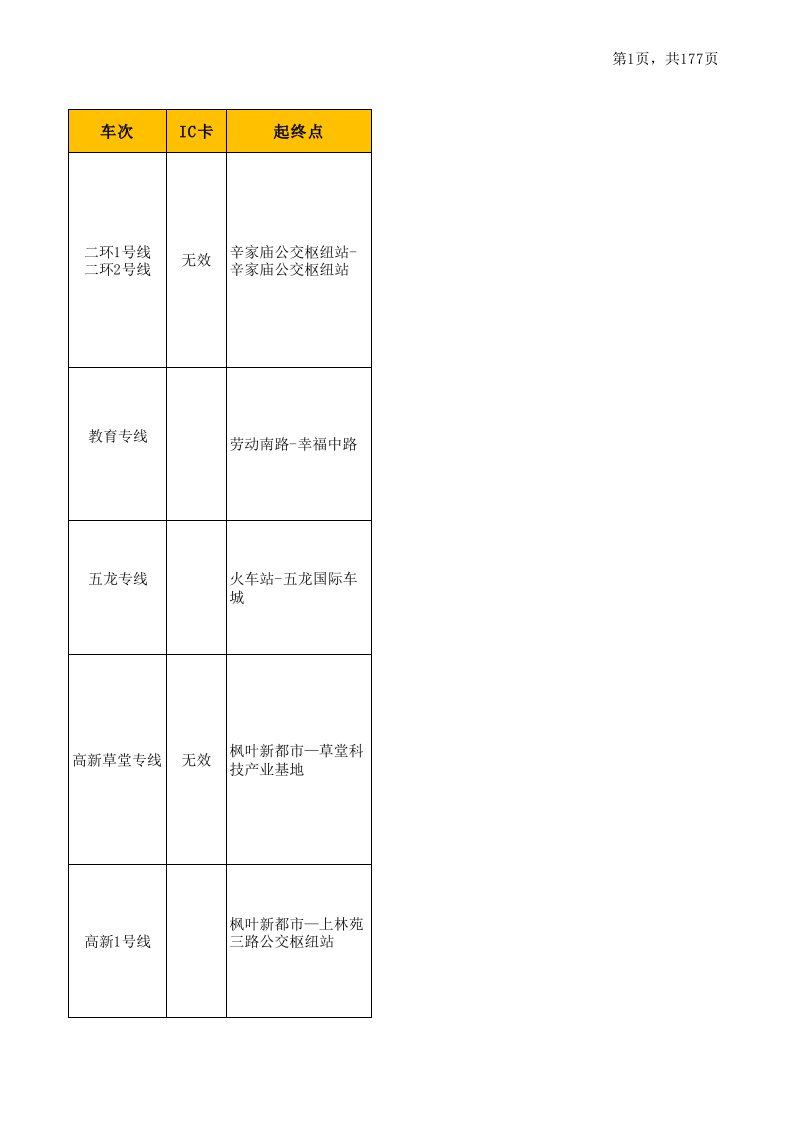 西安市公交线路一览表