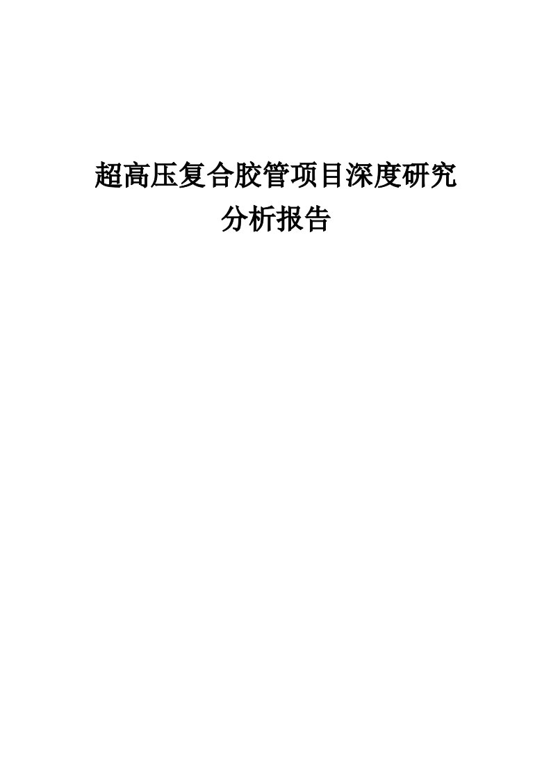 2024年超高压复合胶管项目深度研究分析报告