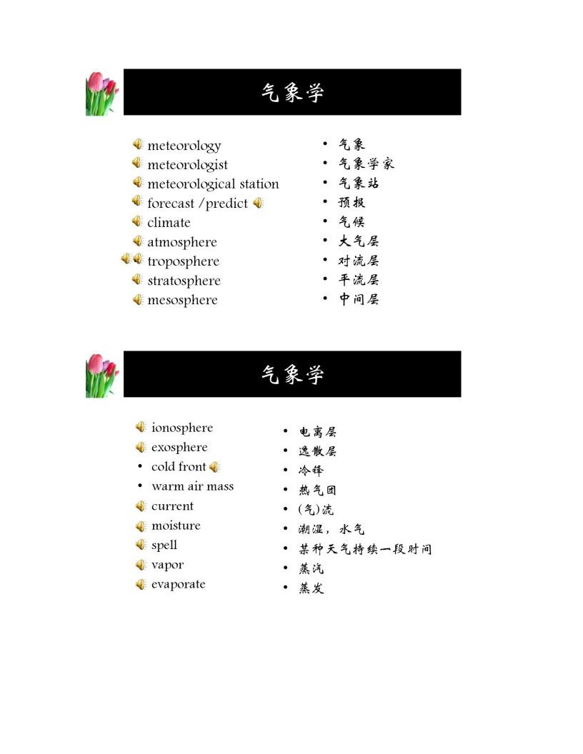 托福听力分类词汇-气象学