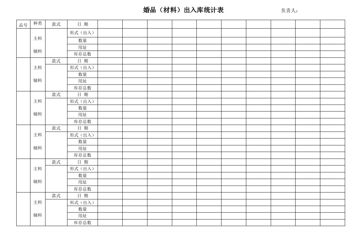 物料(材料)出入库统计表