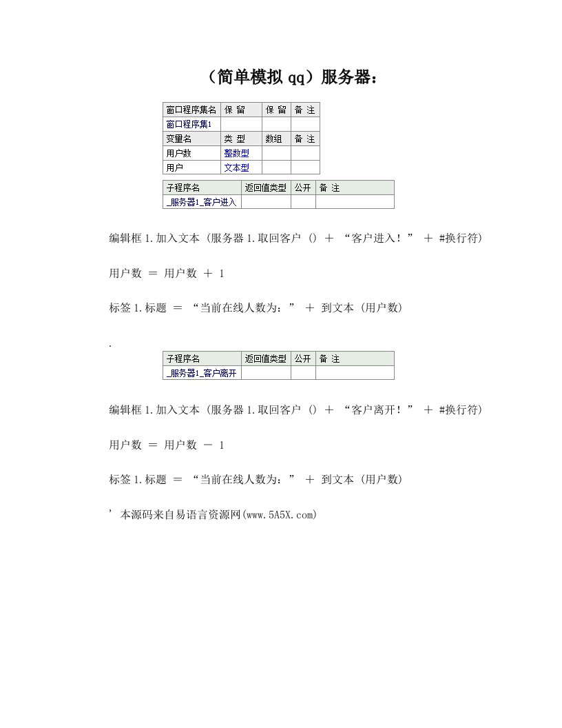 易语言简单模拟qq软件源码