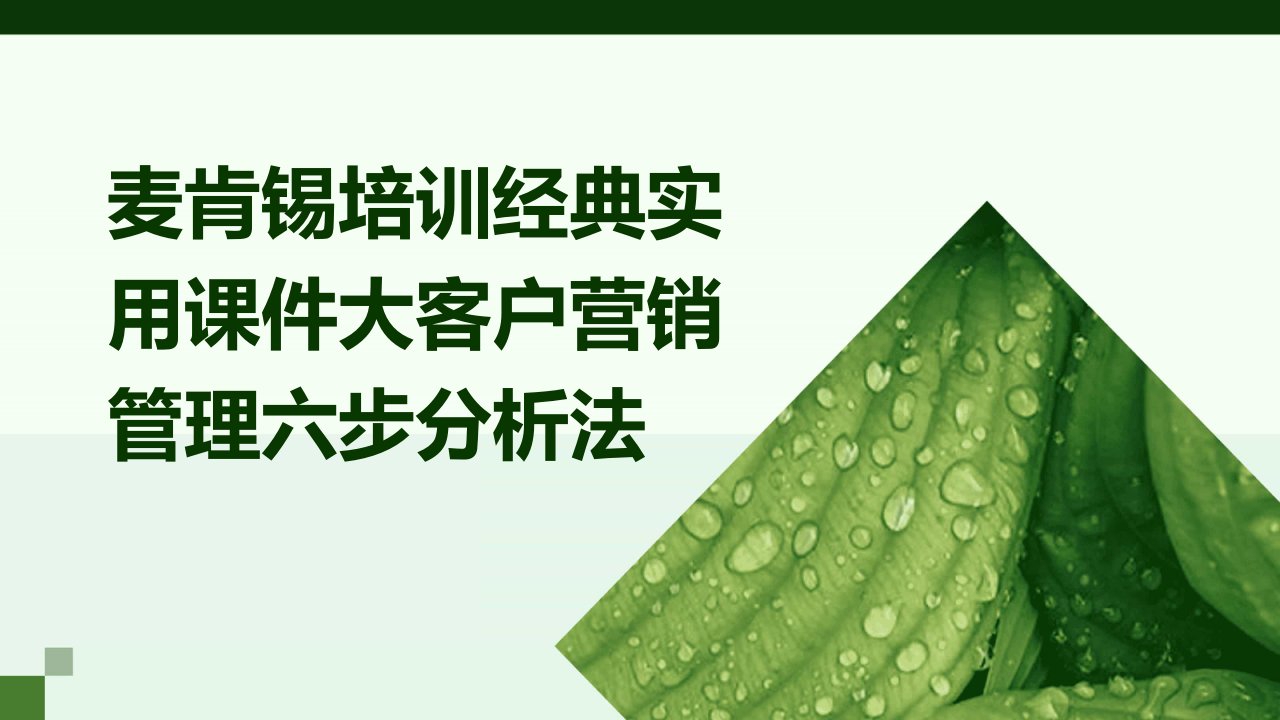 麦肯锡培训经典实用课件：大客户营销管理六步分析法