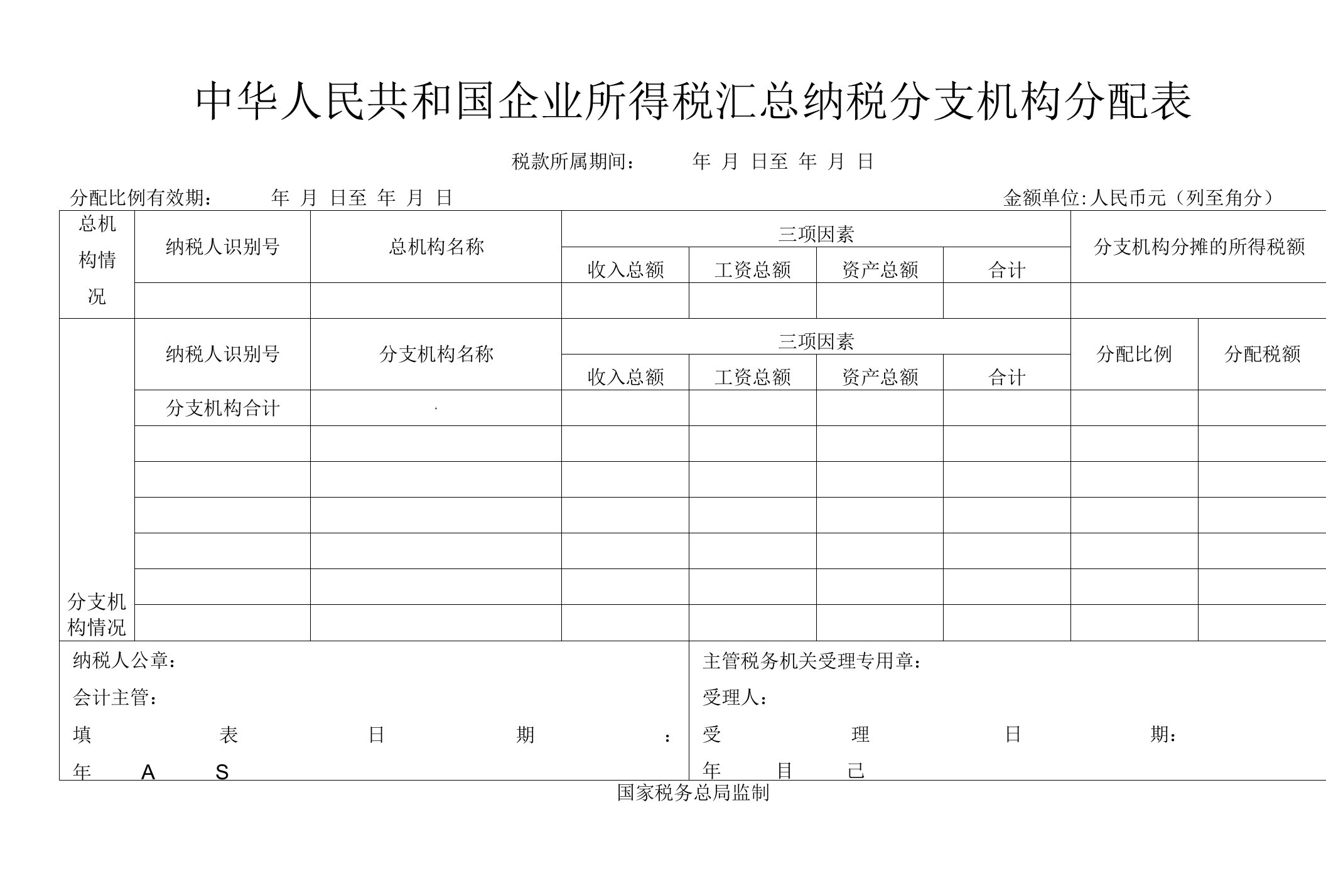 5-13、企业所得税汇总纳税分支机构分配