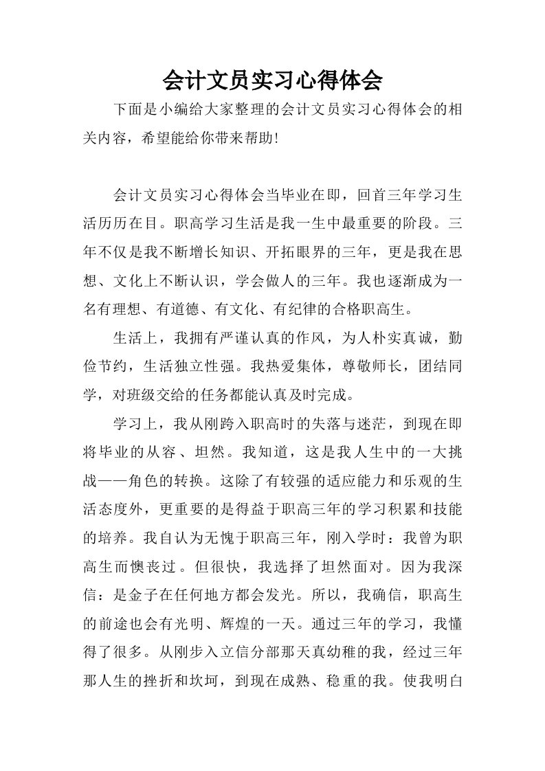 会计文员实习心得体会.doc