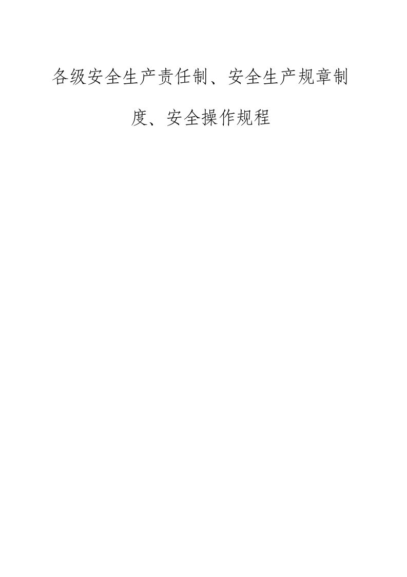 建筑劳务有限公司各级安全生产责任制、安全生产规章制度、安全操作规程