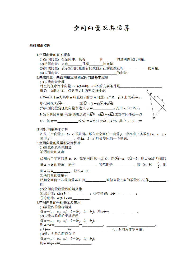 空间向量及其运算练习题