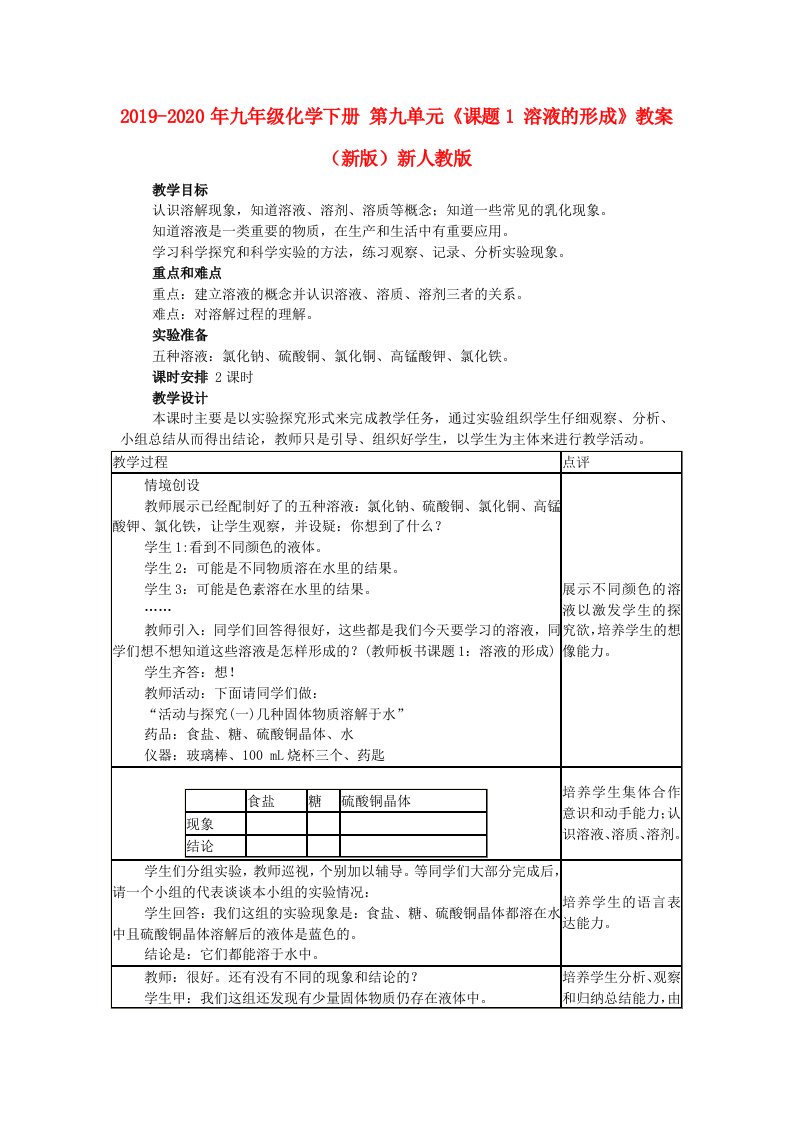 2019-2020年九年级化学下册