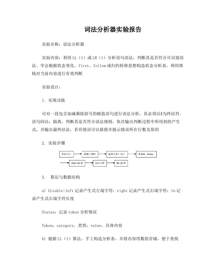 语法分析器实验报告