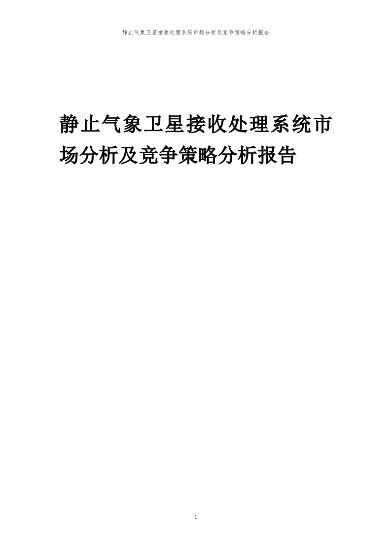 静止气象卫星接收处理系统市场分析及竞争策略分析报告