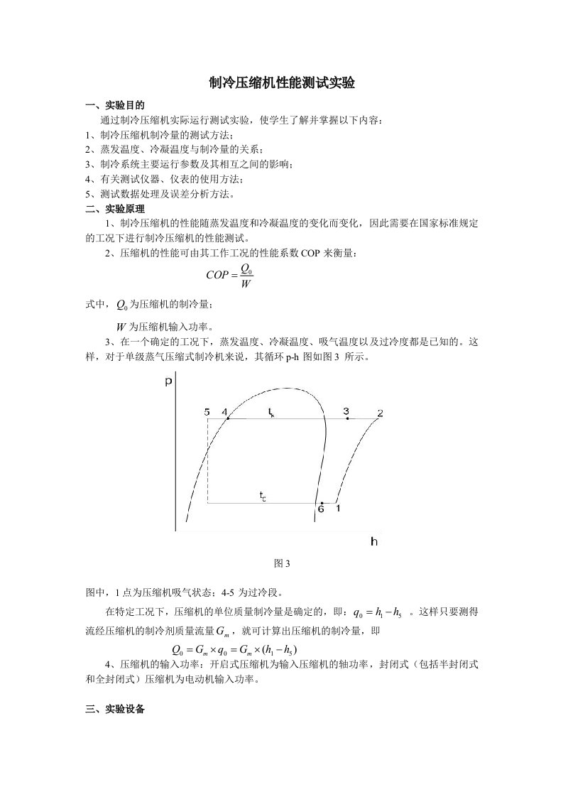 压缩机性能测试实验