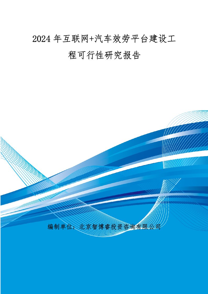 2024年互联网+汽车服务平台建设项目可行性研究报告(编制大纲)