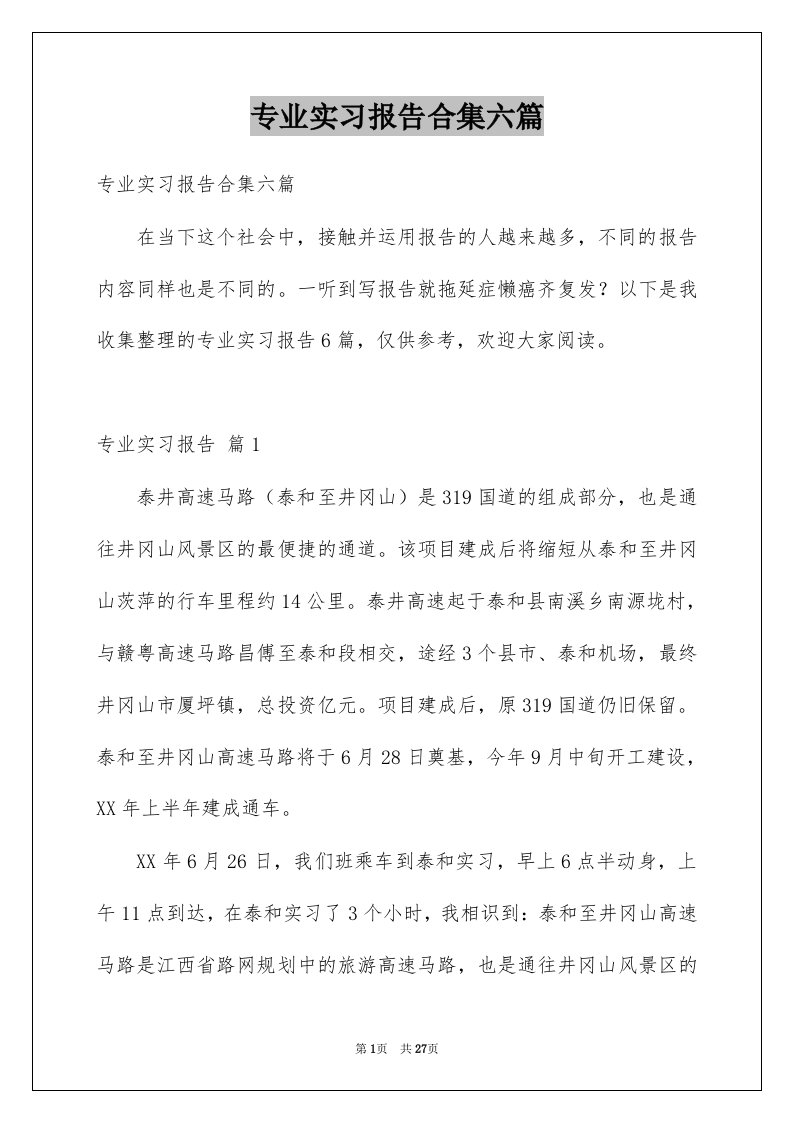 专业实习报告合集六篇例文5