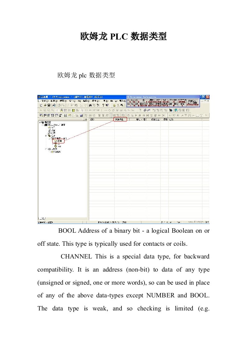 欧姆龙PLC数据类型