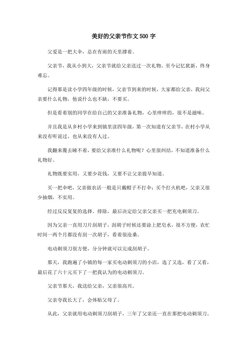 美好的父亲节作文500字