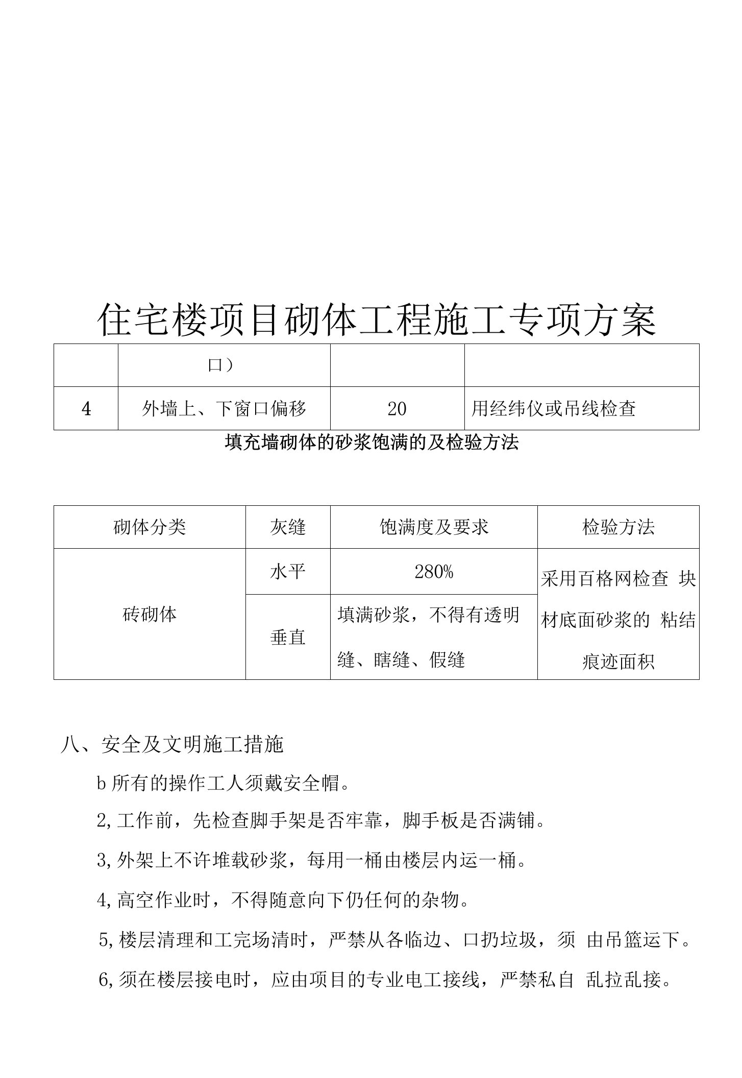 住宅楼项目砌体工程施工专项方案