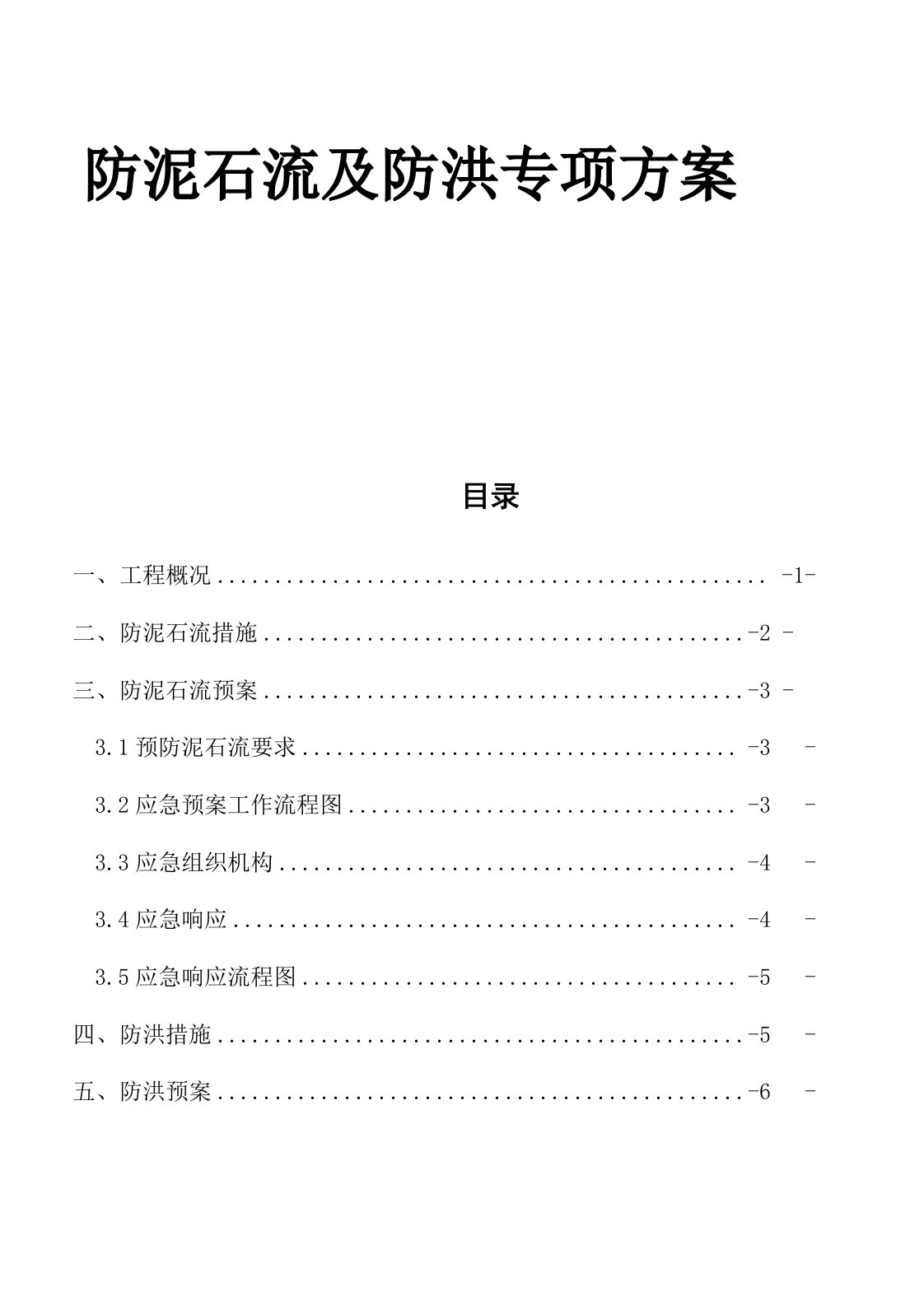 防洪、泥石流专项方案