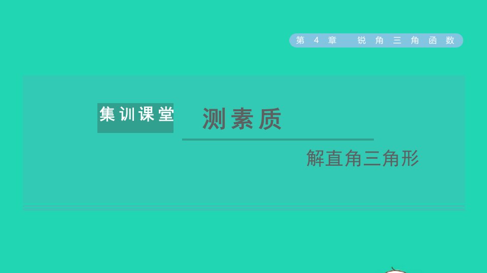 2021秋九年级数学上册2021秋九年级数学上册第4章锐角三角函数集训课堂测素质解直角三角形课件新版湘教版