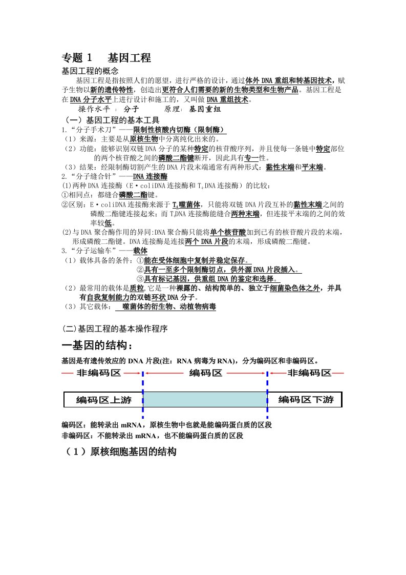 基因工程和细胞工程整理后的知识点