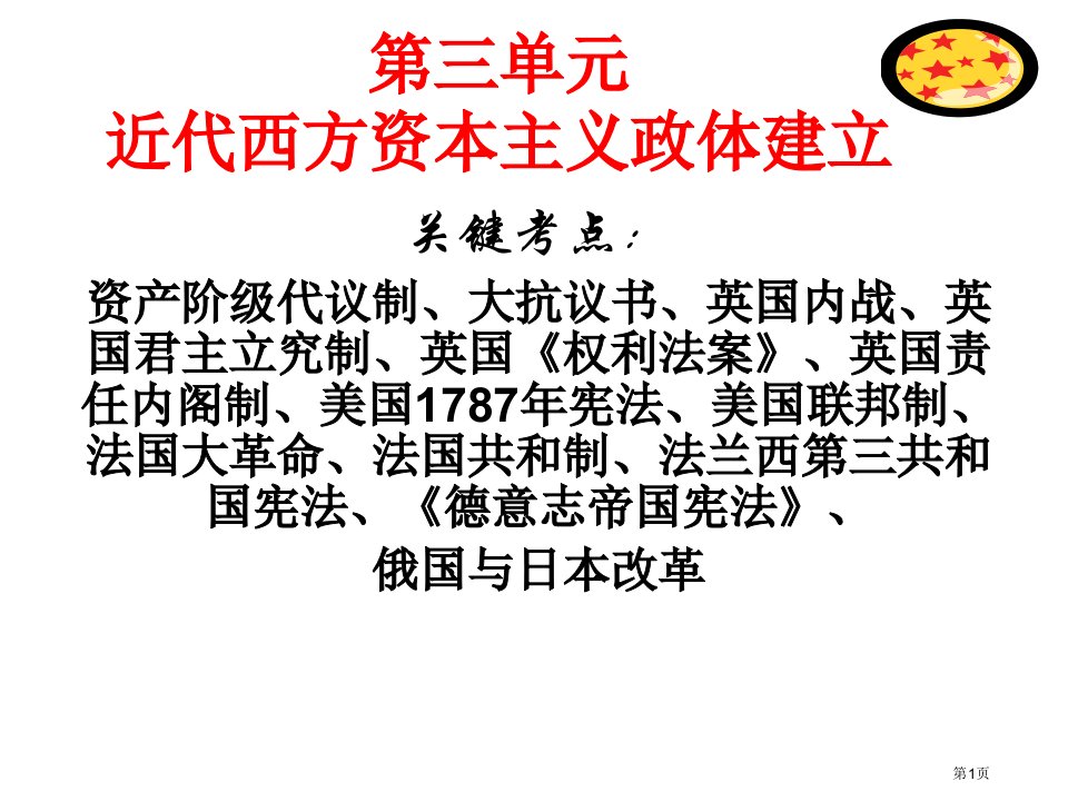 历史必修一复习名师公开课一等奖省优质课赛课获奖课件