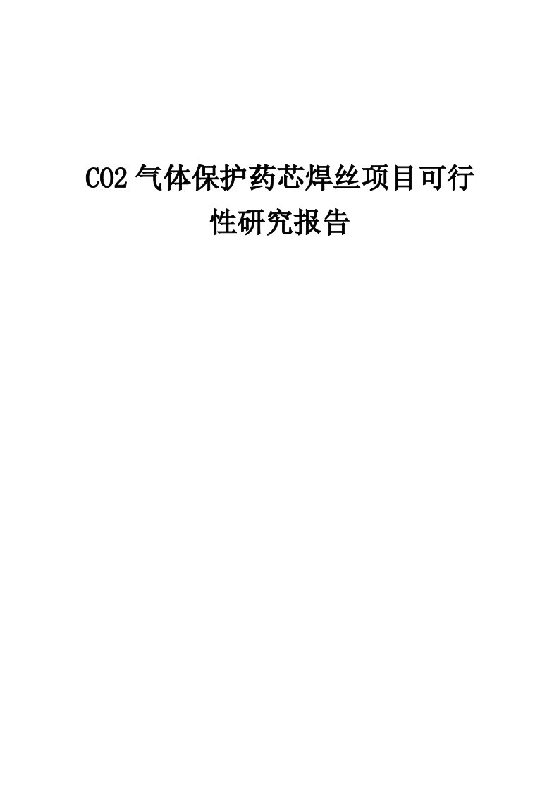 2024年CO2气体保护药芯焊丝项目可行性研究报告