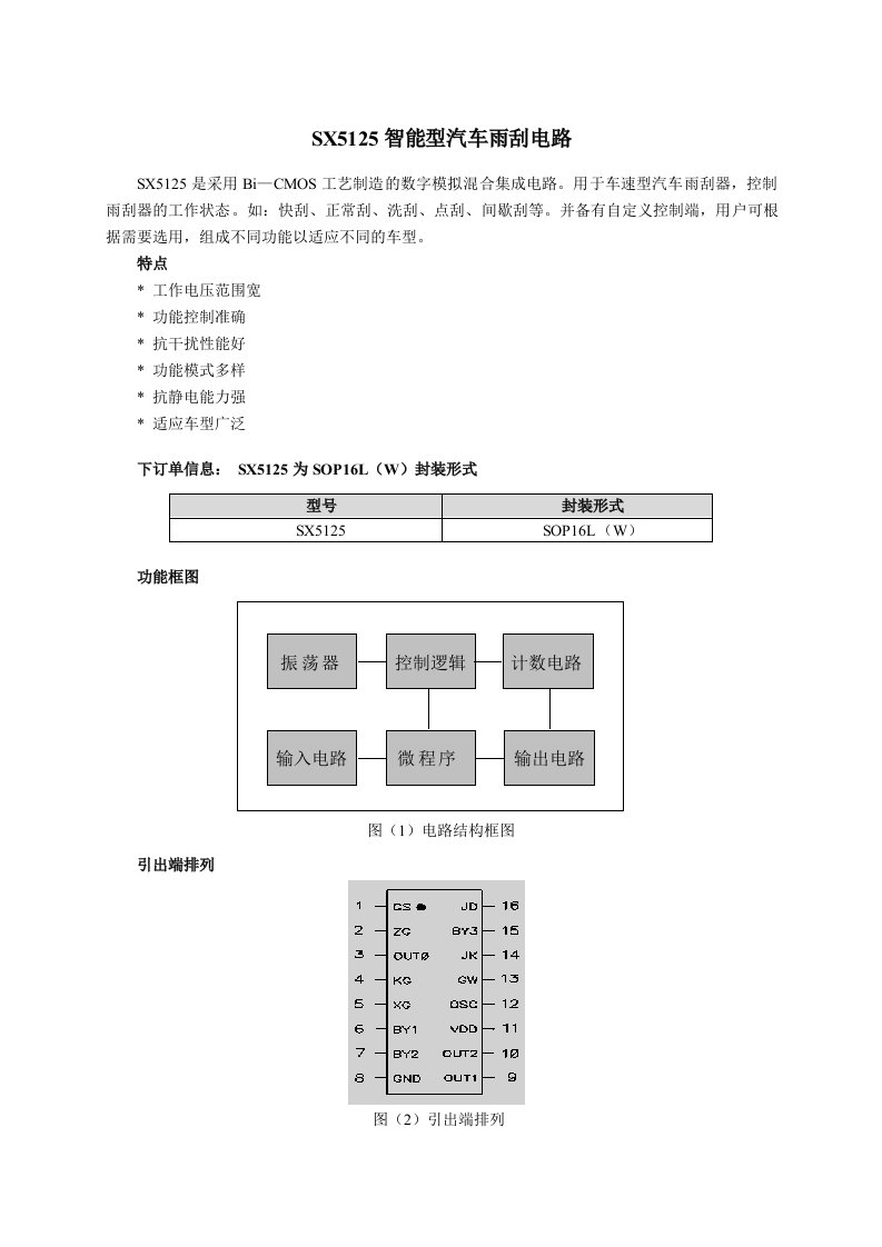 汽车行业-SX5125智能型汽车雨刮电路