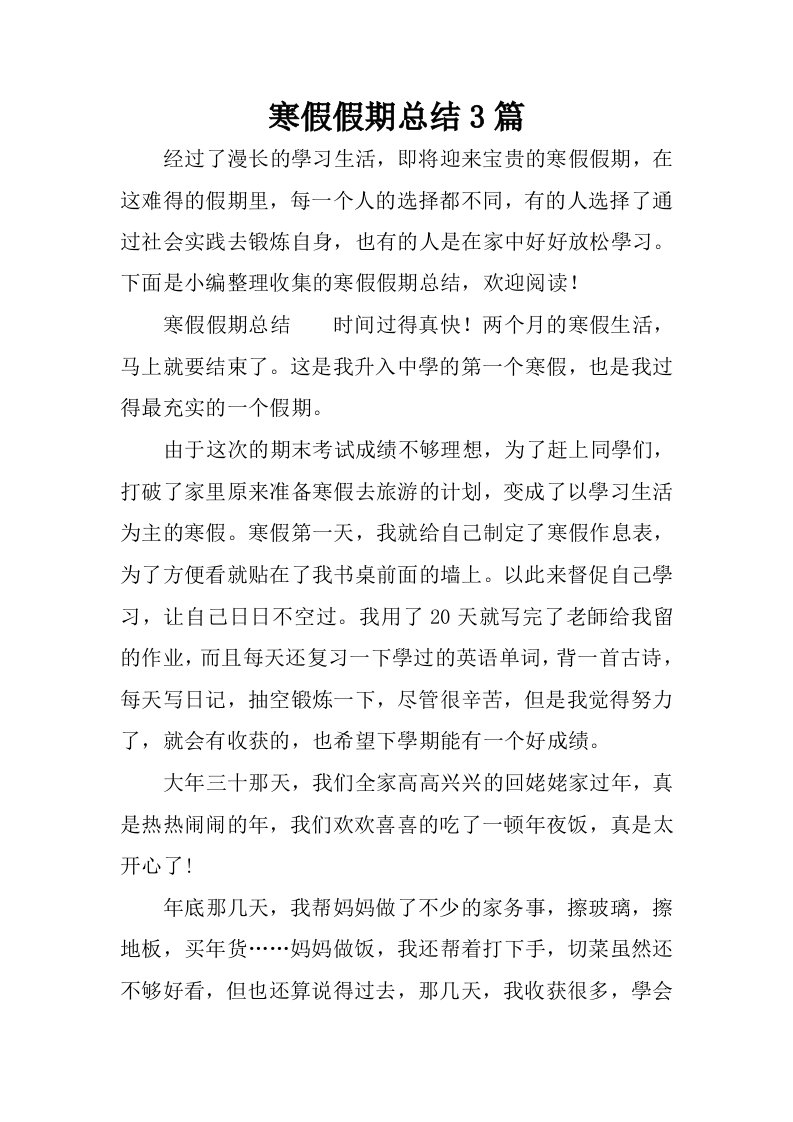 寒假假期总结3篇.docx