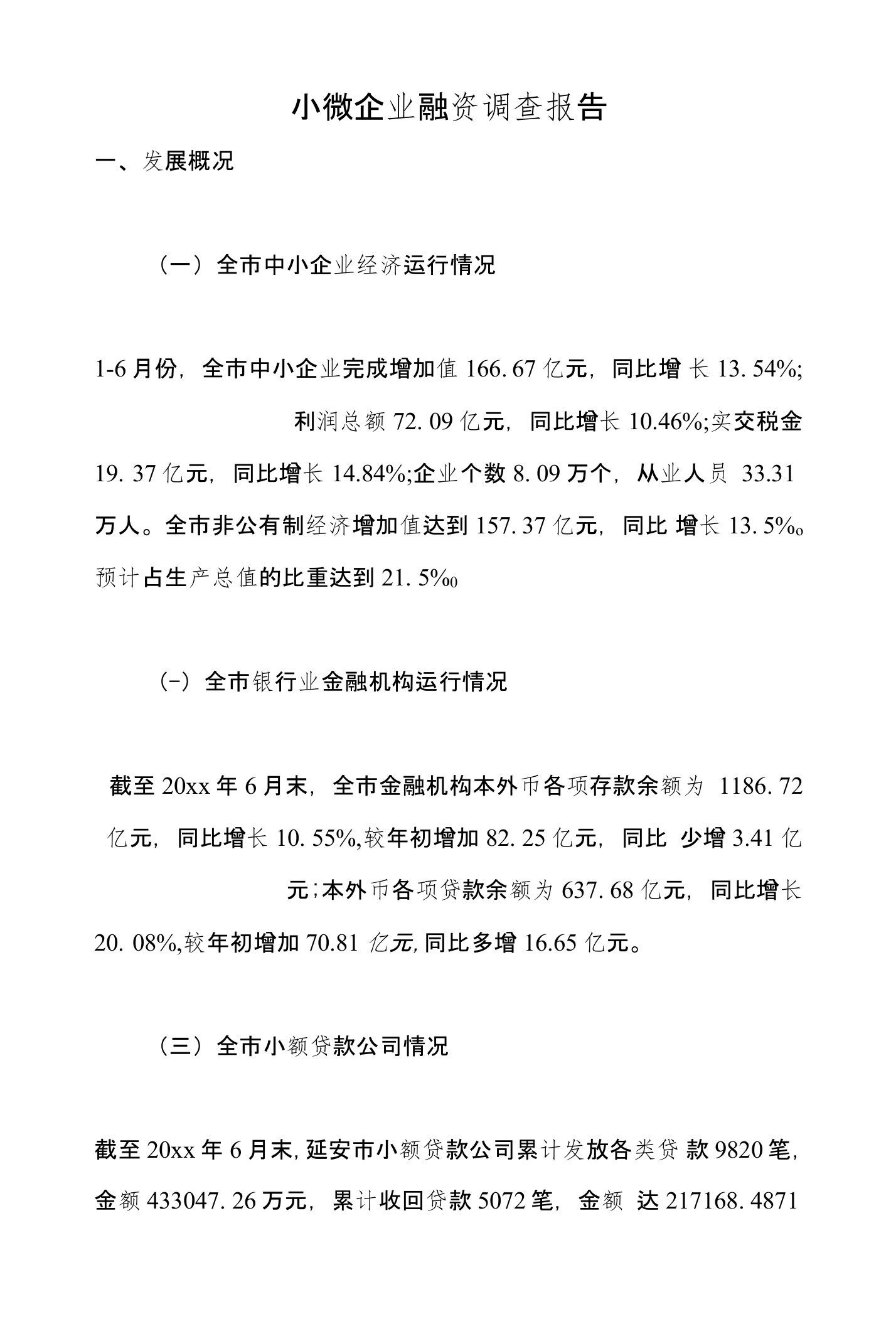 小微企业融资调查报告