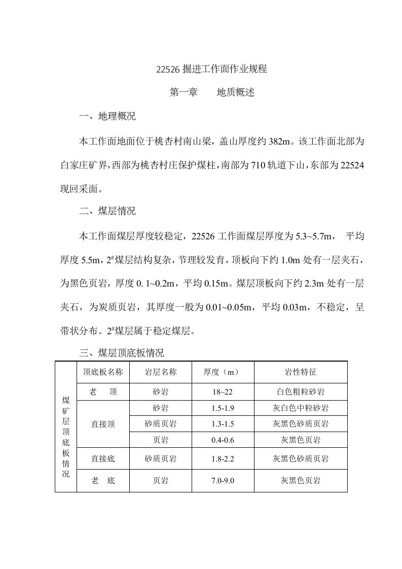 工作面掘进作业规程