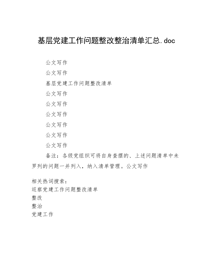 基层党建工作问题整改整治清单汇总.doc