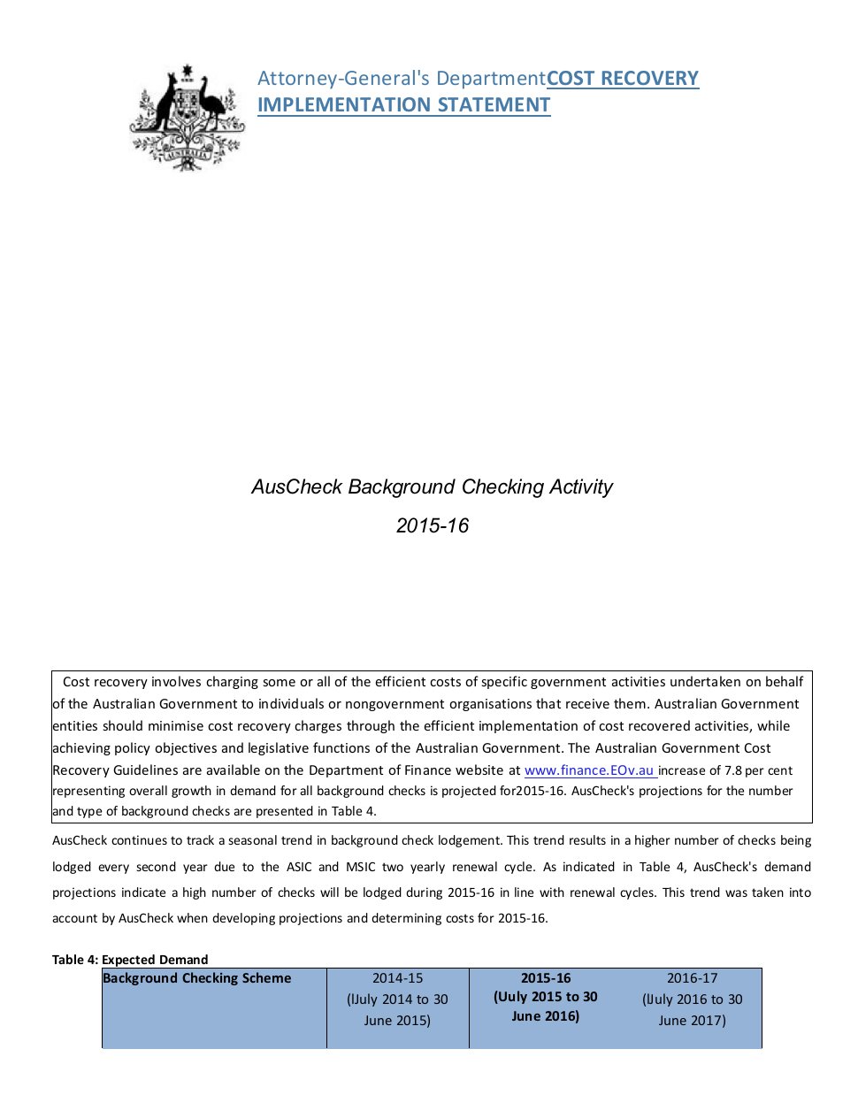 Cost-Recovery-Impact-Statement