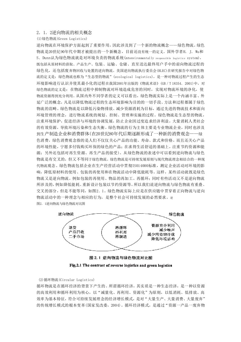 逆向物流的相关概念