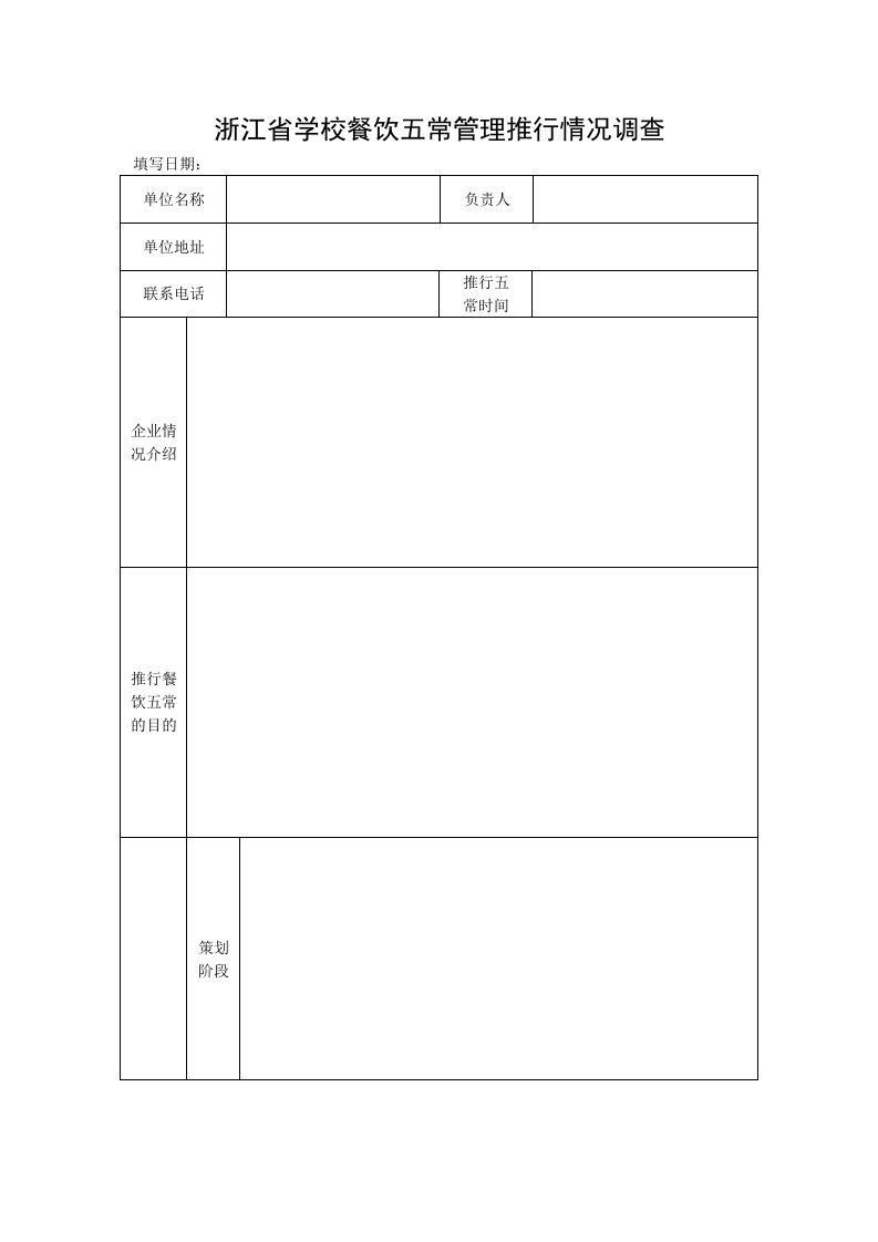 浙江省学校餐饮五常管理推行情况调查