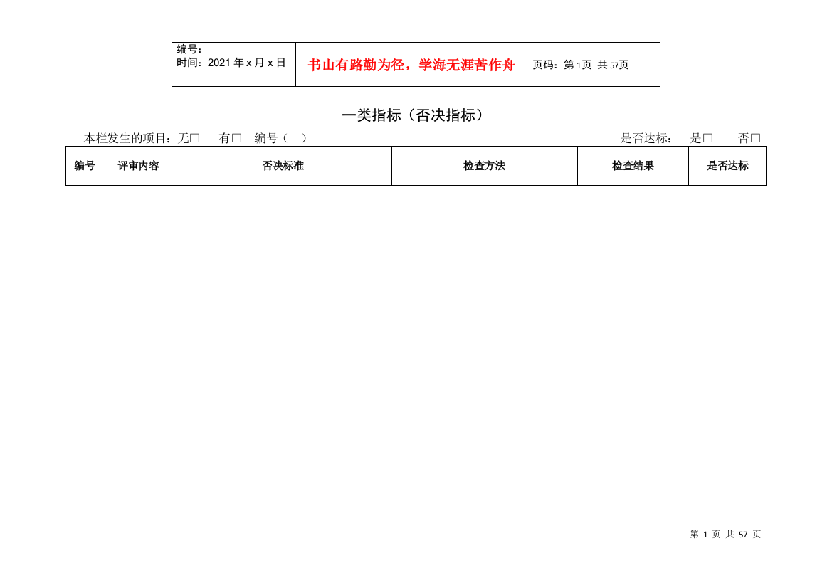 等级医院评审一、二类指标标准(终稿)